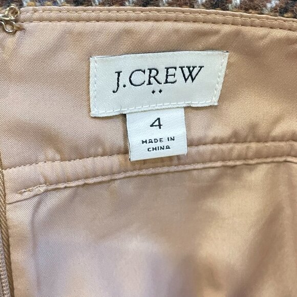 Like New J.Crew Wool Blend Houndstooth Mini Skirt Camel 4, S - Picture 5 of 7